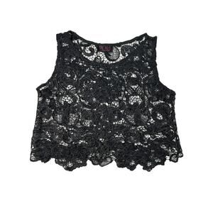 Hot Miami Black Crochet Lace Cropped Tank Top Shirt Blouse